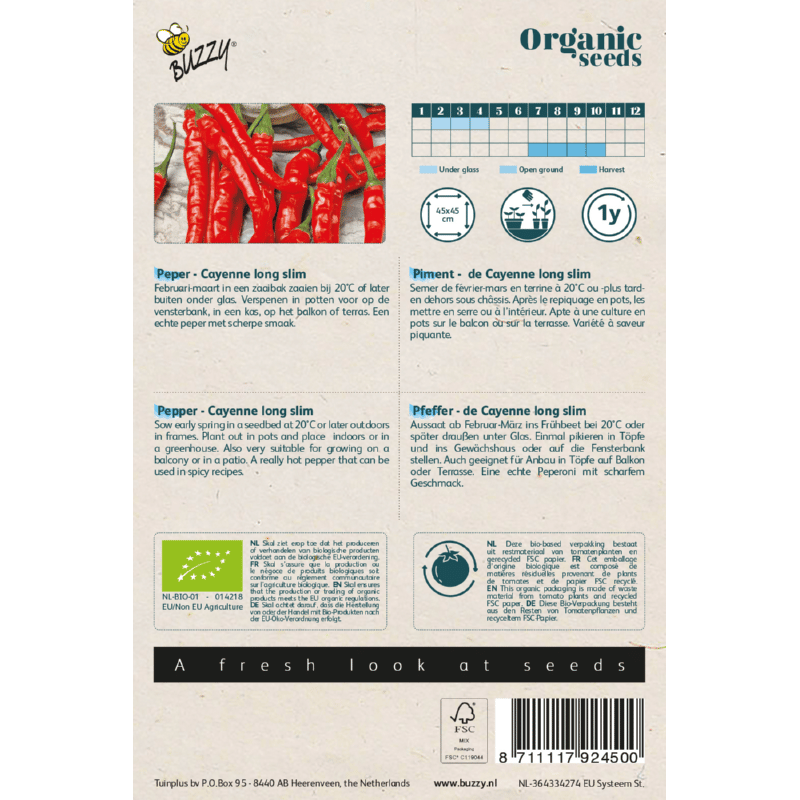Cayenne long slim - C.annuum - ØKO - Billede 2