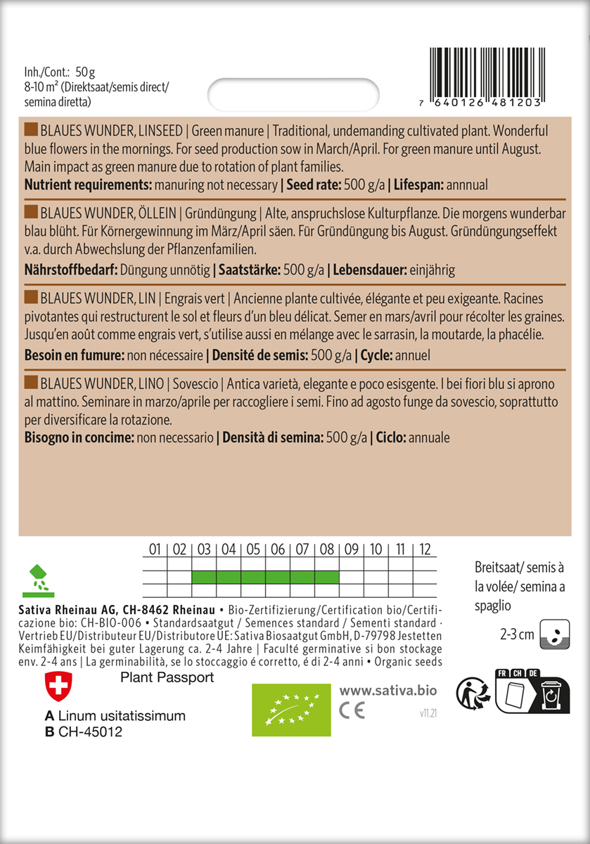 Almindelig Hør - Linum usitatissimum - ØKO - Billede 2