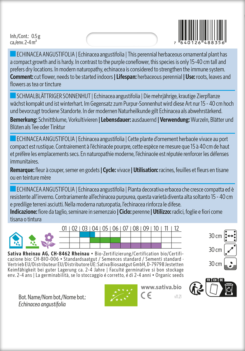 Smalbladet Solhat - Echinacea angustifolia - ØKO - Billede 2