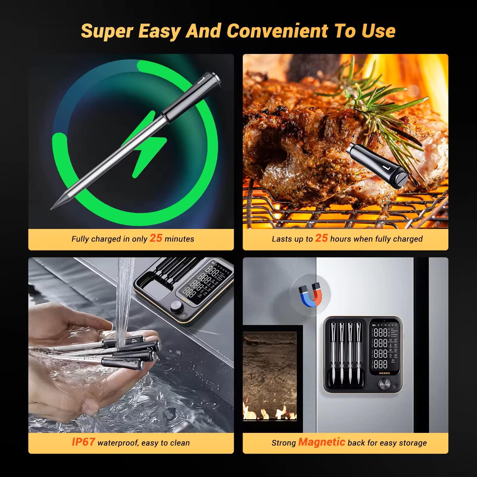 INKBIRD Trådløs BBQ Thermometer 4 Prober BT og WIFI - Billede 6