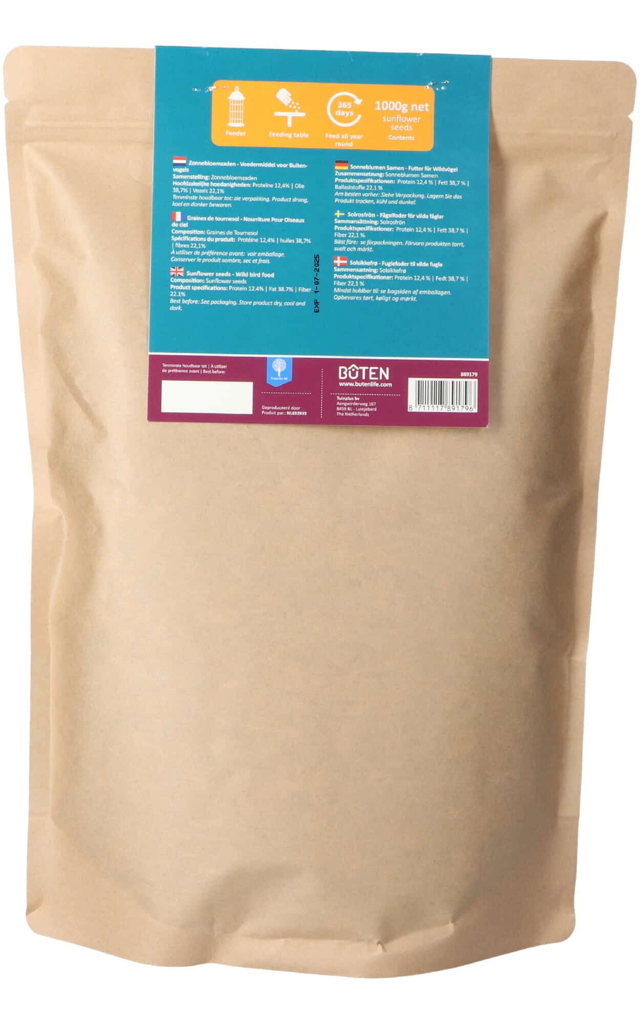 Bûten food solsikkefrø 1000g - Billede 2